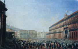 Palacio Real en ocasión de la estadía del Papa Pio IX en Napoles (1849) - L. Fergola